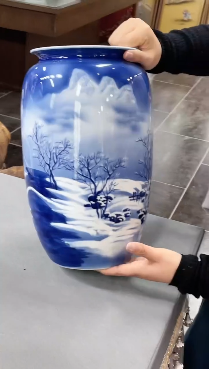 【闪购商品】015陶瓷供应链青花夜景雪景画片赏瓶