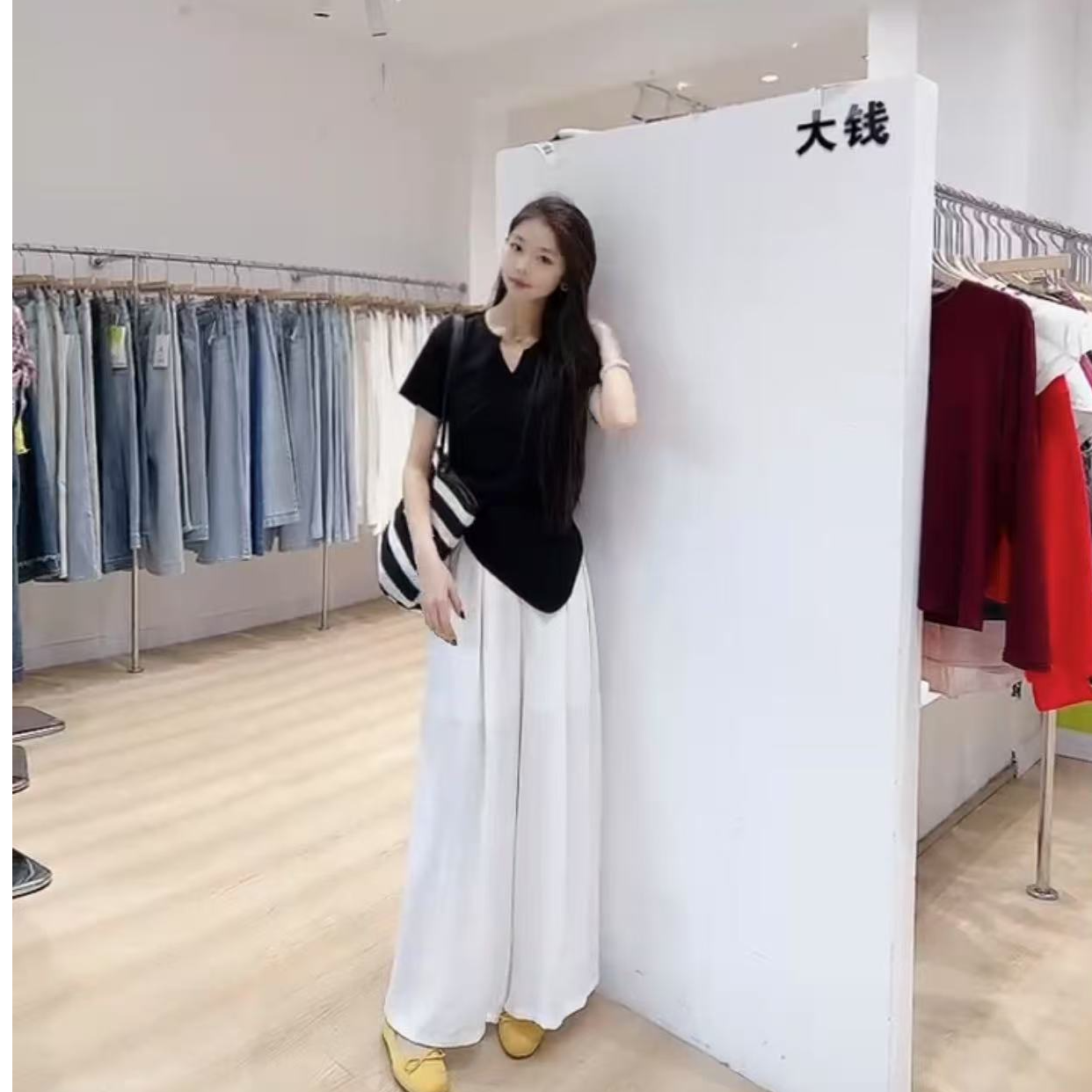 上衣短袖显瘦气质休闲裤高腰时尚百搭款