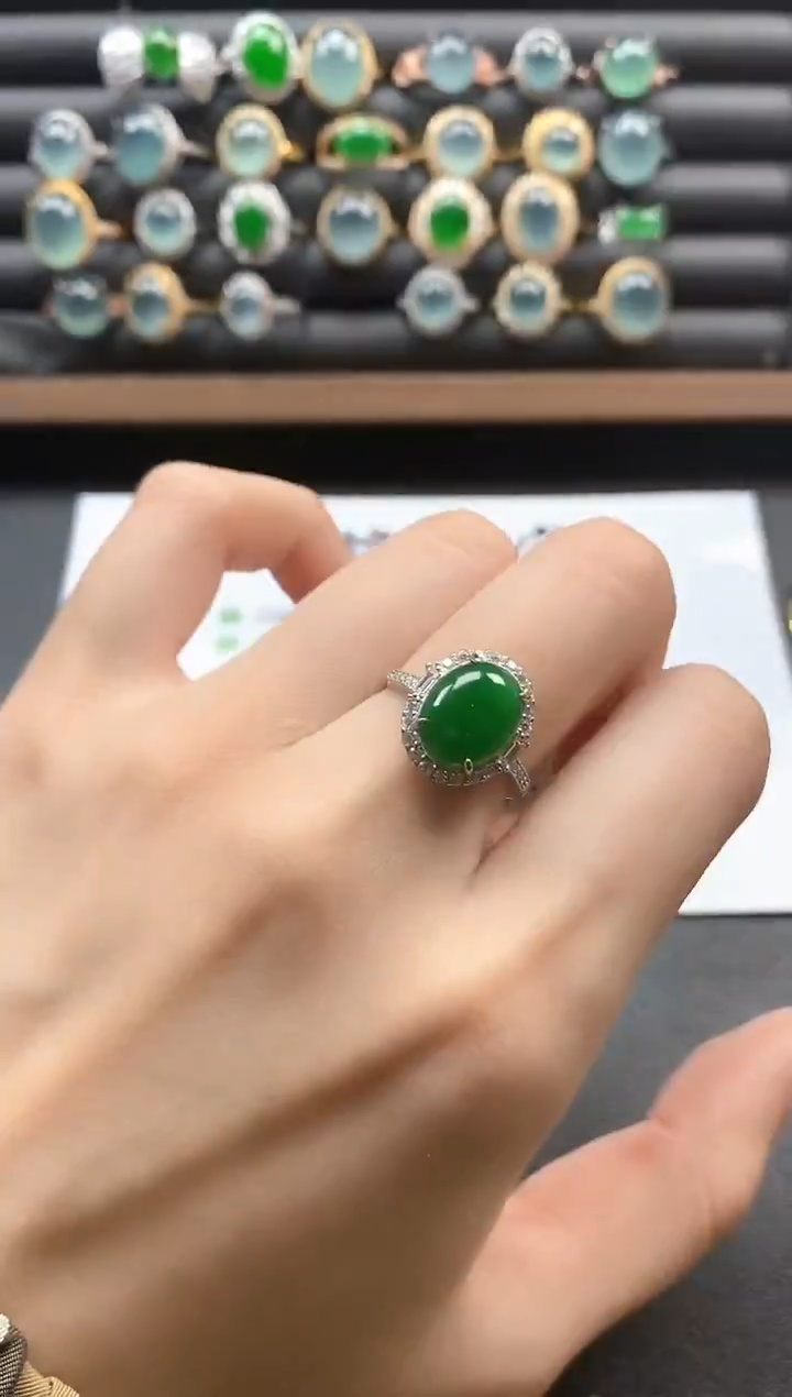 银S925镶嵌戒指翡翠511514