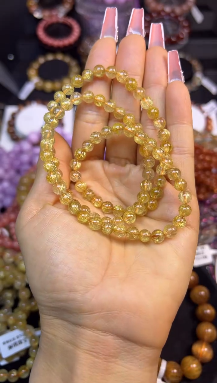 未镶嵌手串水晶金发晶三圈6.2mm