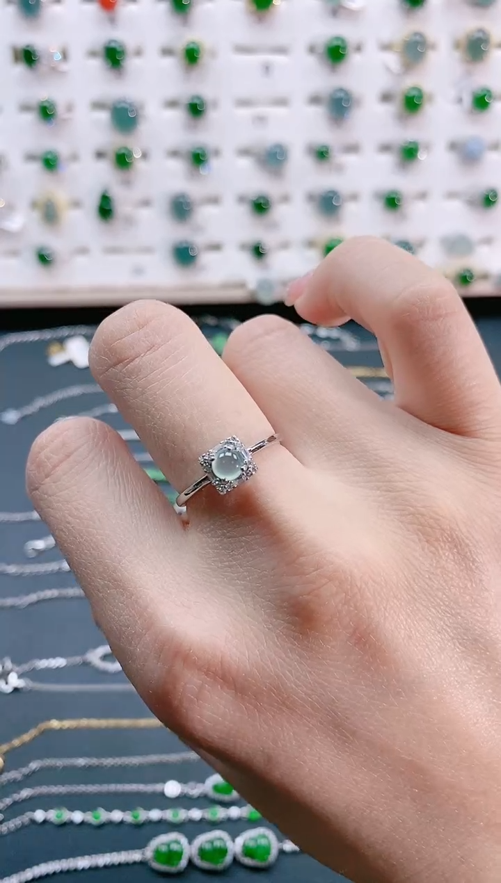 【闪购商品】翡翠戒指银S925镶嵌天然翡翠