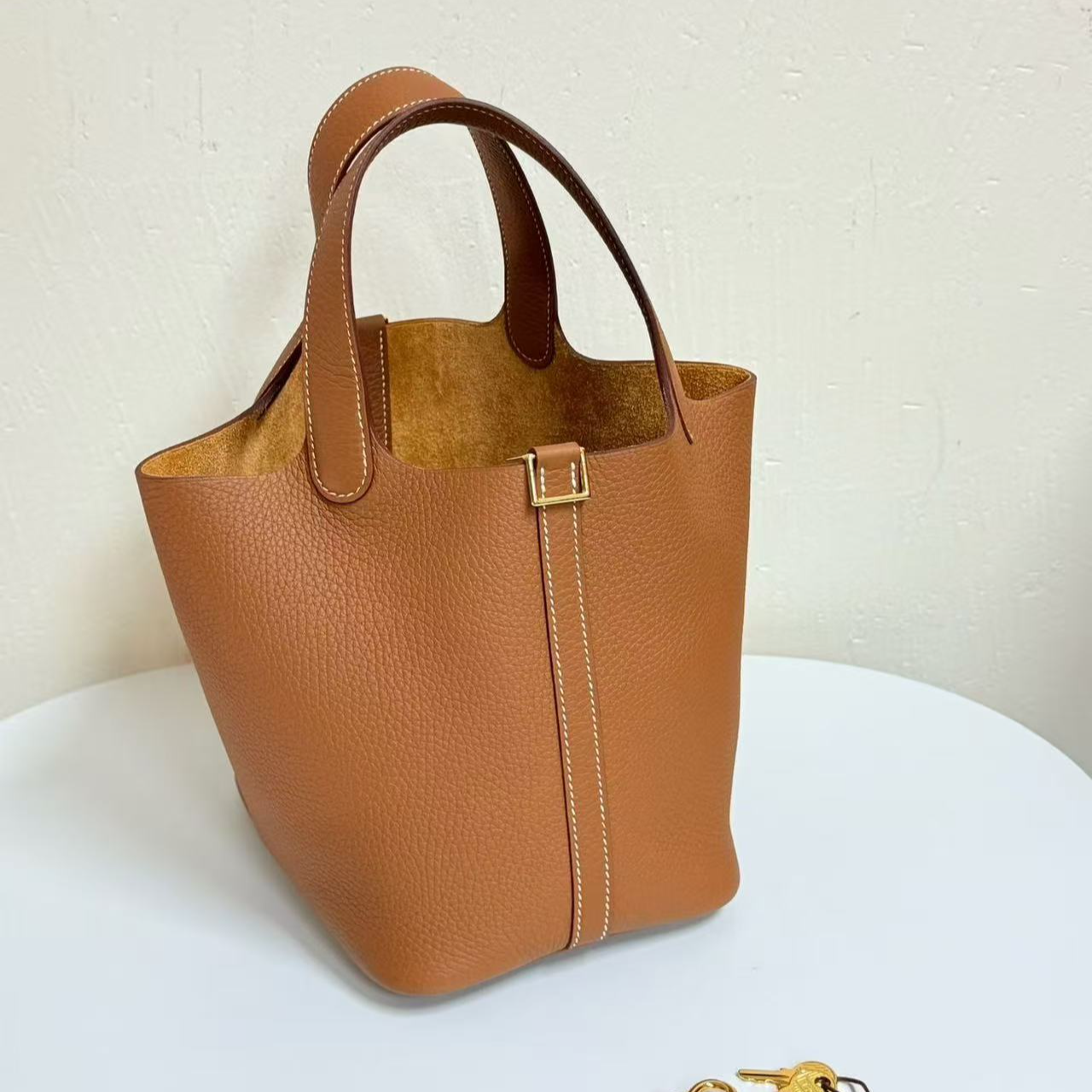 未使用 Hermes/爱马仕 Picotin18 菜篮子金棕Tc皮K全新25年10.2票