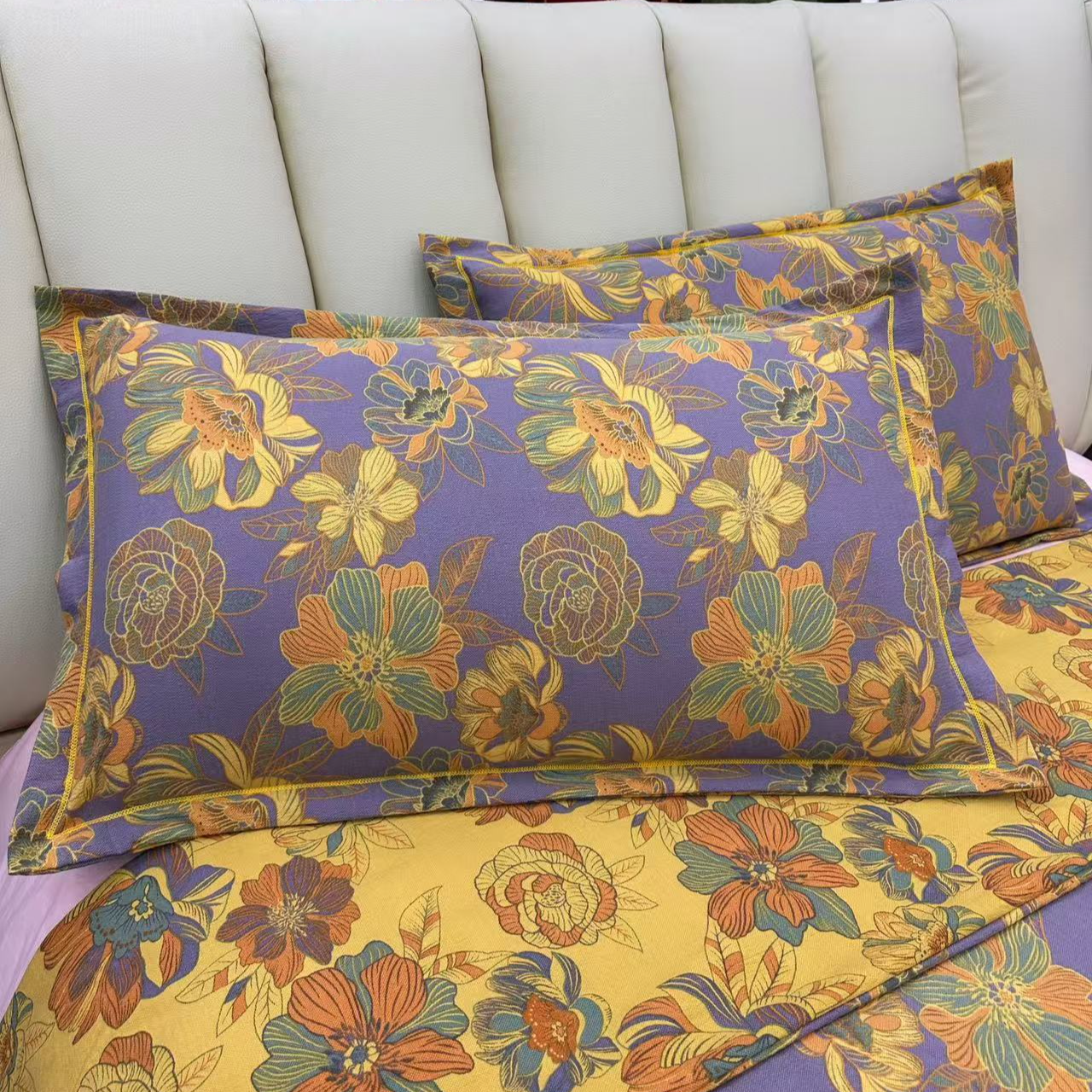 高端精品枕套--金彩花韵