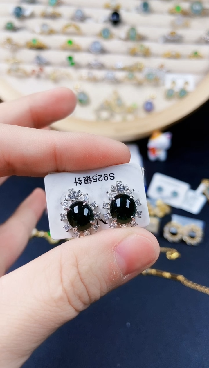 【闪购商品】翡翠银S925镶嵌耳饰6546464