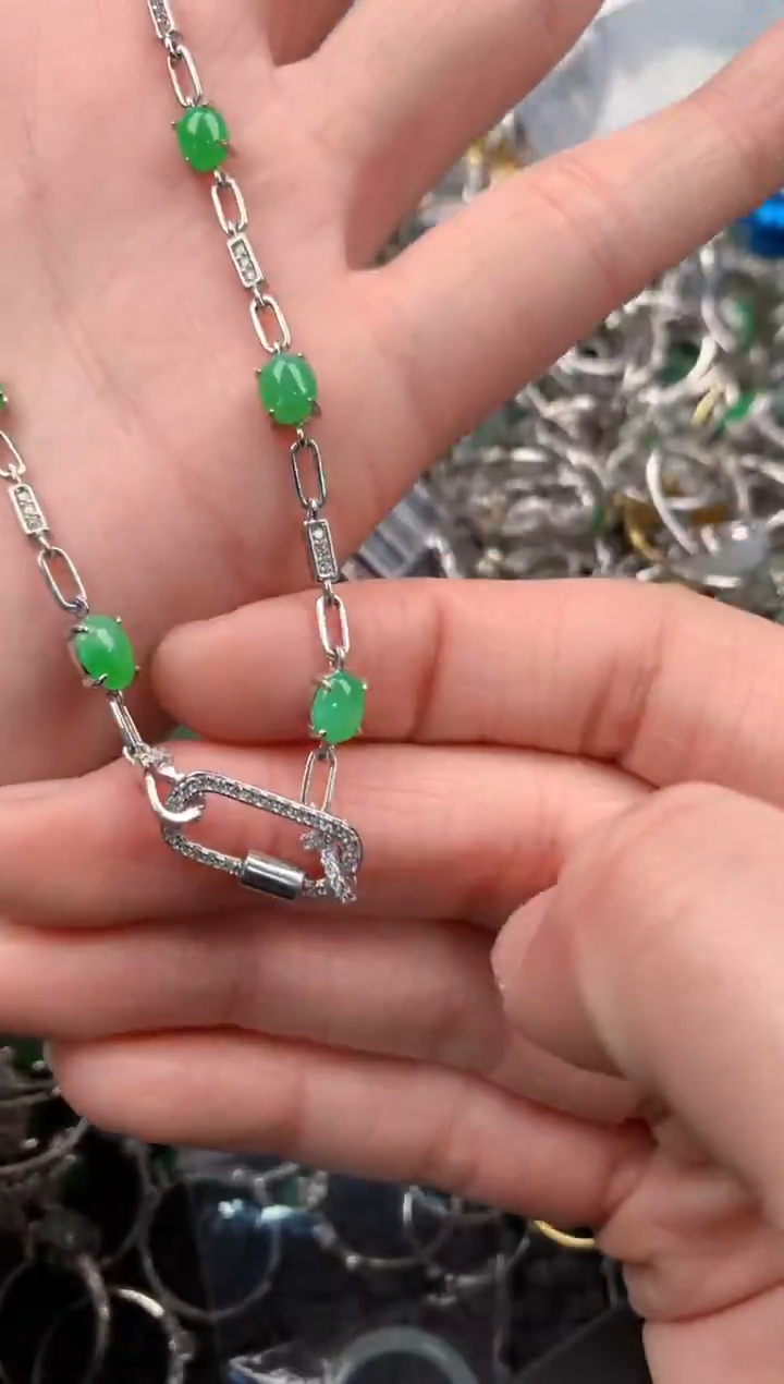 银S925镶嵌戒指翡翠444   10