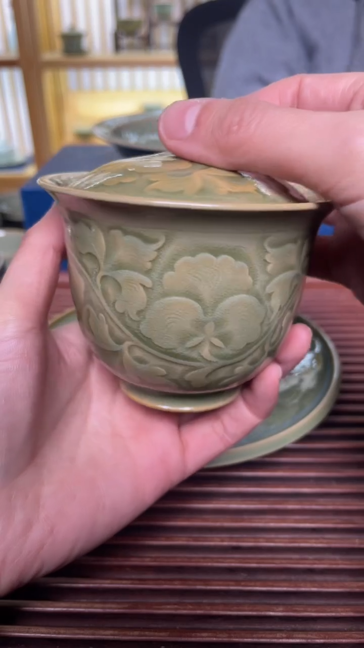 【闪购商品】6吴琼牡丹二才盖碗纯手工