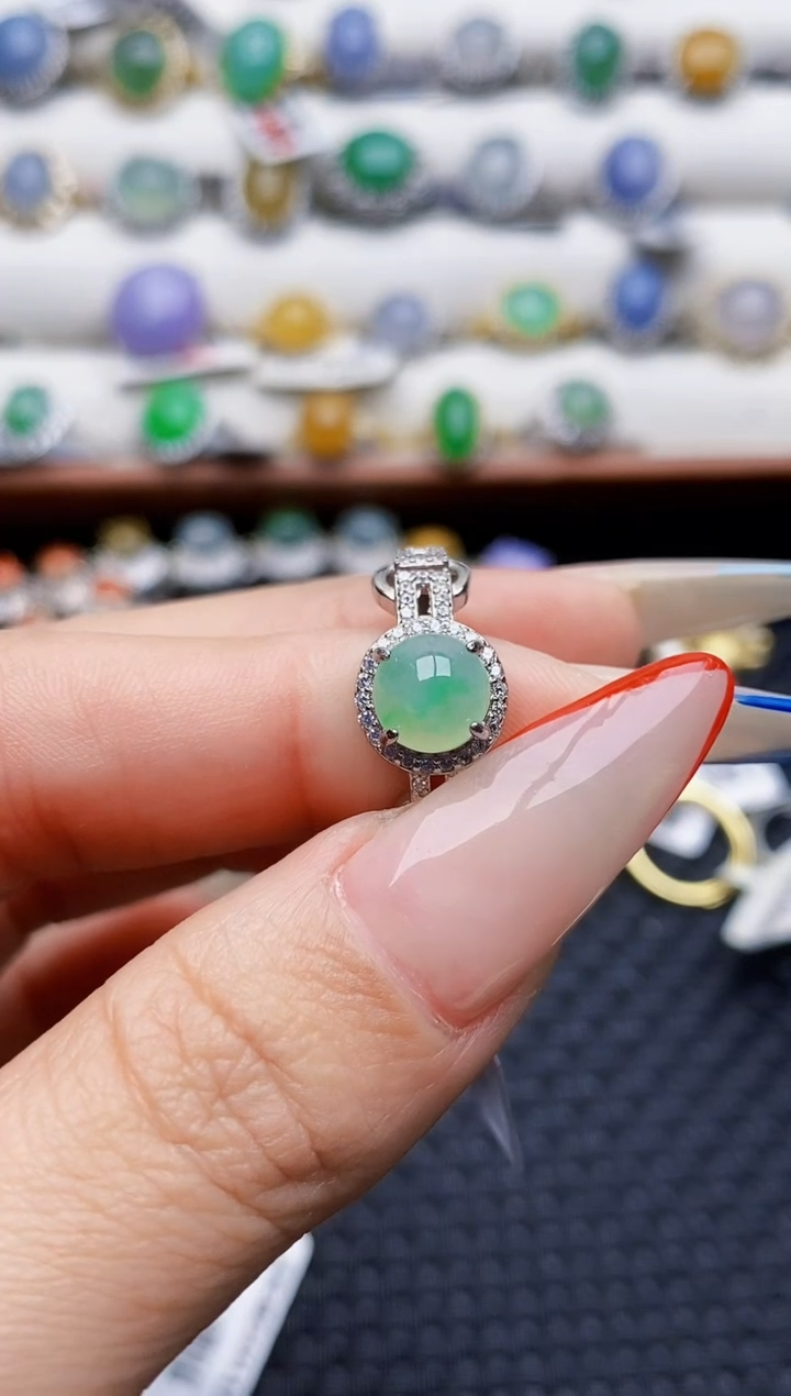 银S925镶嵌戒指翡翠2462