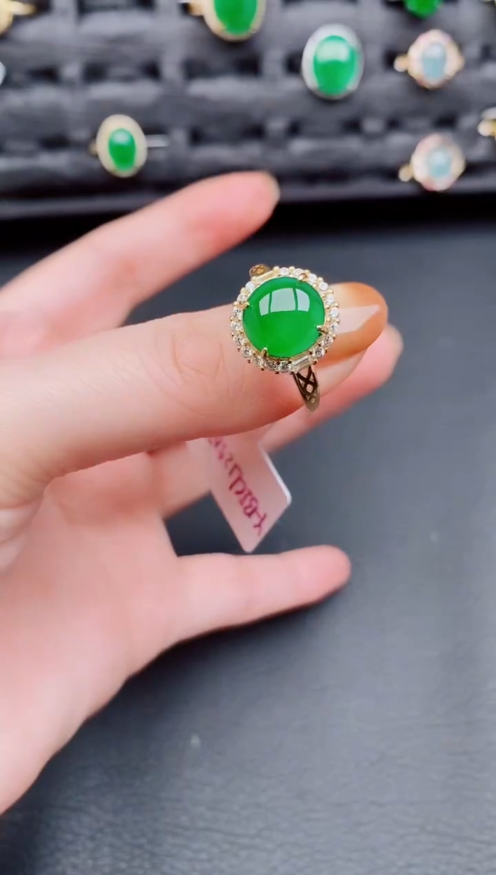 【闪购商品】翡翠戒指银S925镶嵌天然a货翡翠392