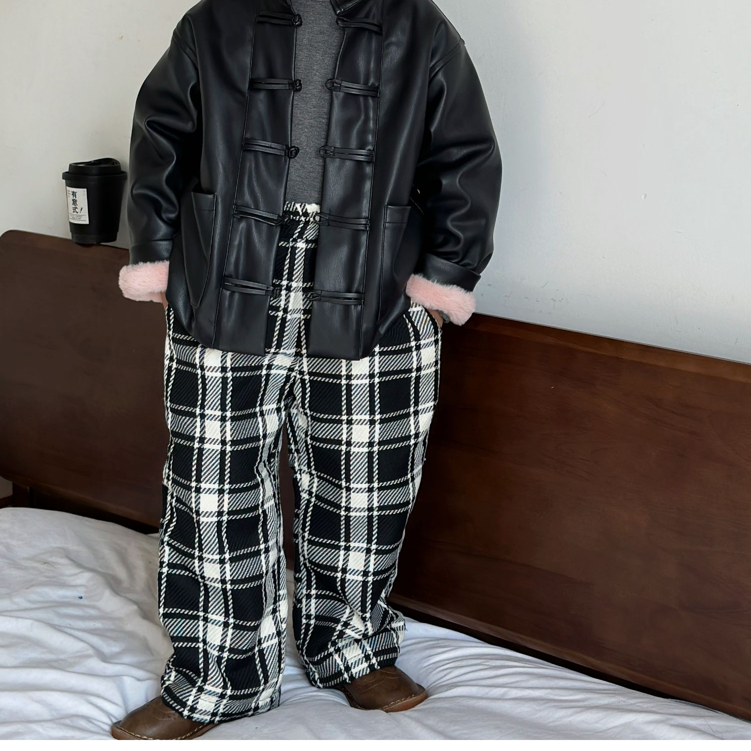 【今今大清仓】23827洋气格子加绒儿童休闲裤子