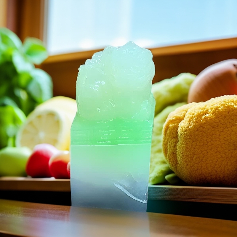 和田玉翠青小方章狮子吊坠挂件雕刻冰透俏色飘绿创意