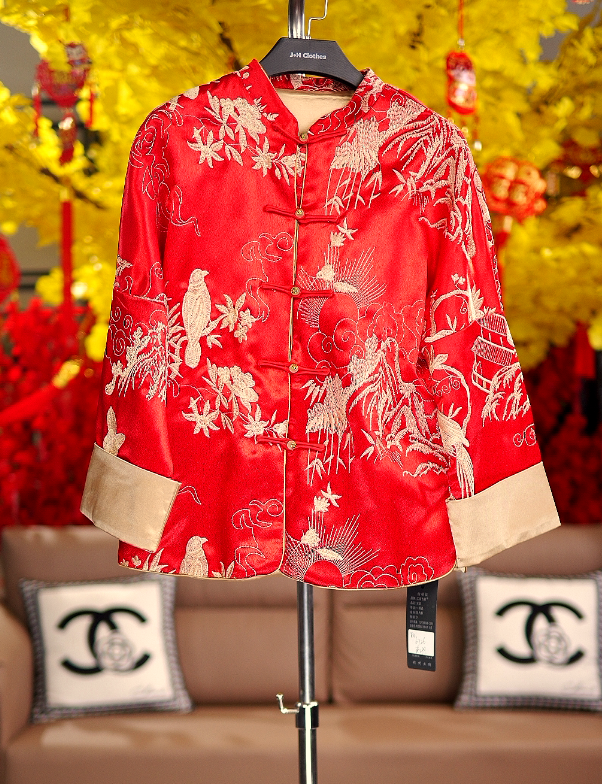 外套刺绣生日短外套薄款婚礼常规款棉衣唐装红色上衣5904