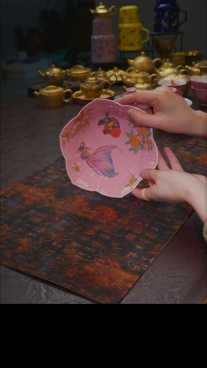 杯【宜景窑桃夭粉系列】壶承18