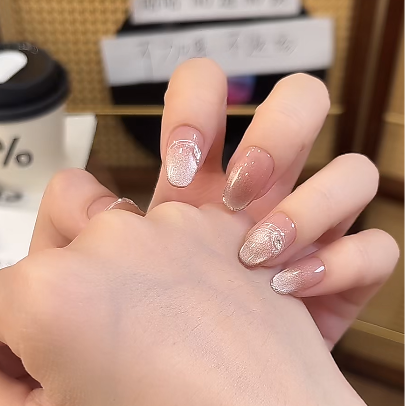 【闪亮登场】珊瑚纪显白贴钻猫眼温柔纯手工穿戴甲