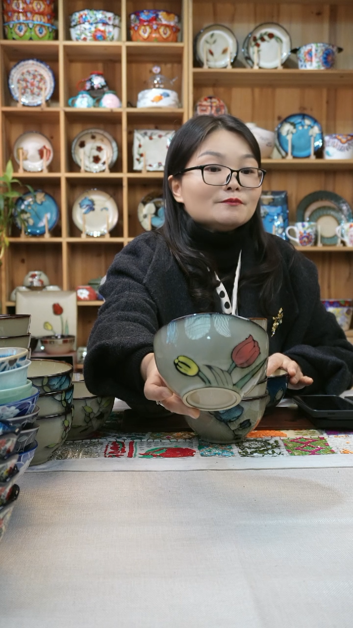 瓷片小可陶瓷一组2个米饭碗