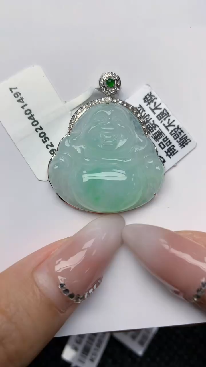 【闪购商品】翡翠颈饰18K金镶嵌天然翡翠A货，