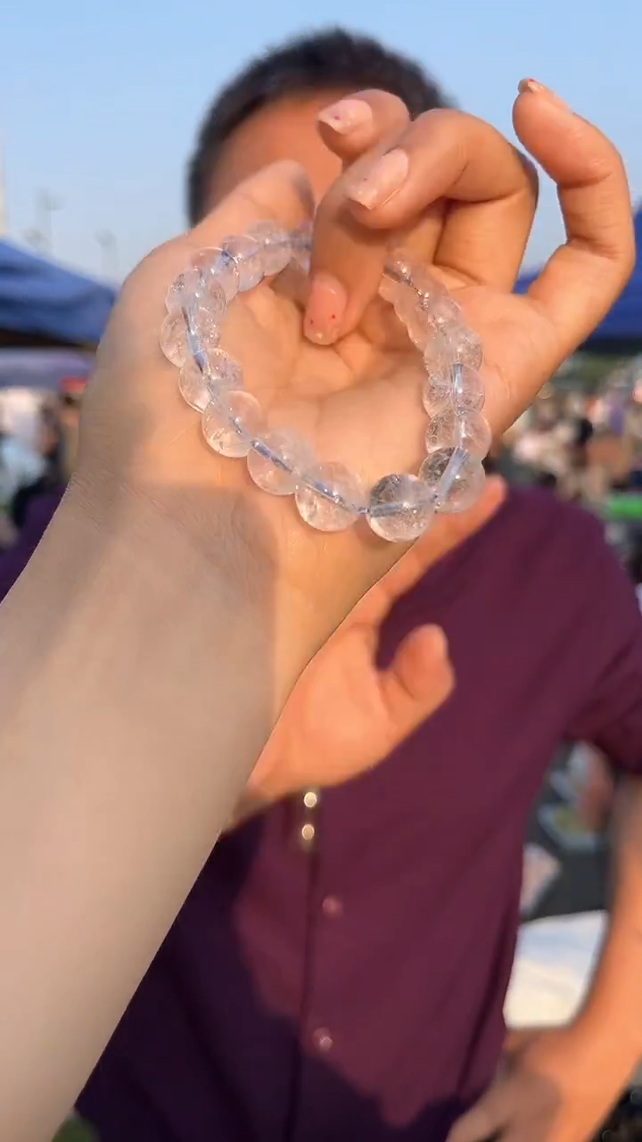 水晶手链未镶嵌天然白阿赛手串多样性发一10mm