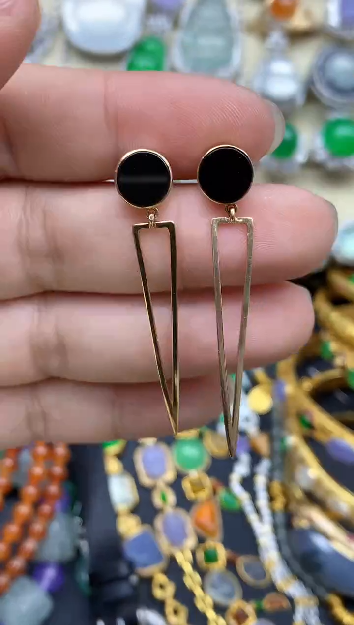 翡翠18K金镶嵌耳饰429-春日珠宝