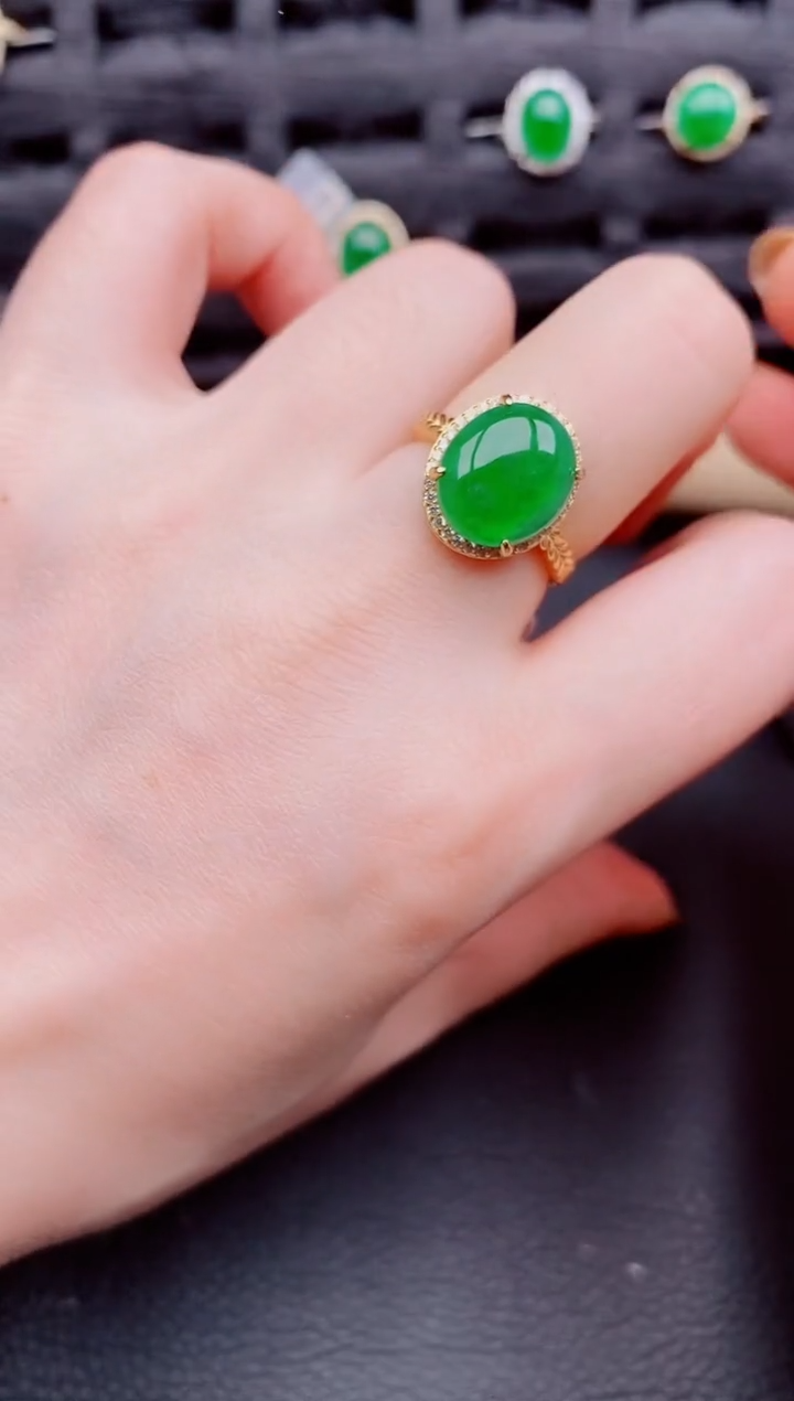 【闪购商品】翡翠戒指银S925镶嵌天然a货翡翠470