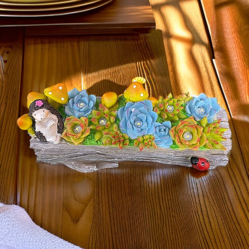 太阳能树脂多肉花园阳台摆件手工户外166