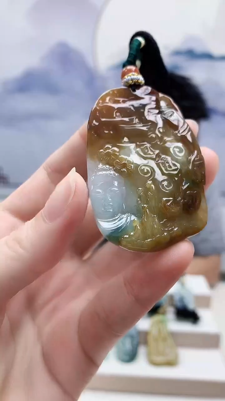 未镶嵌定制翡翠5028ry-毛货挂件58