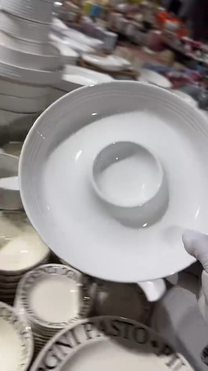 陶瓷韦斯螺纹饺子盘微瑕 凑满20元包邮