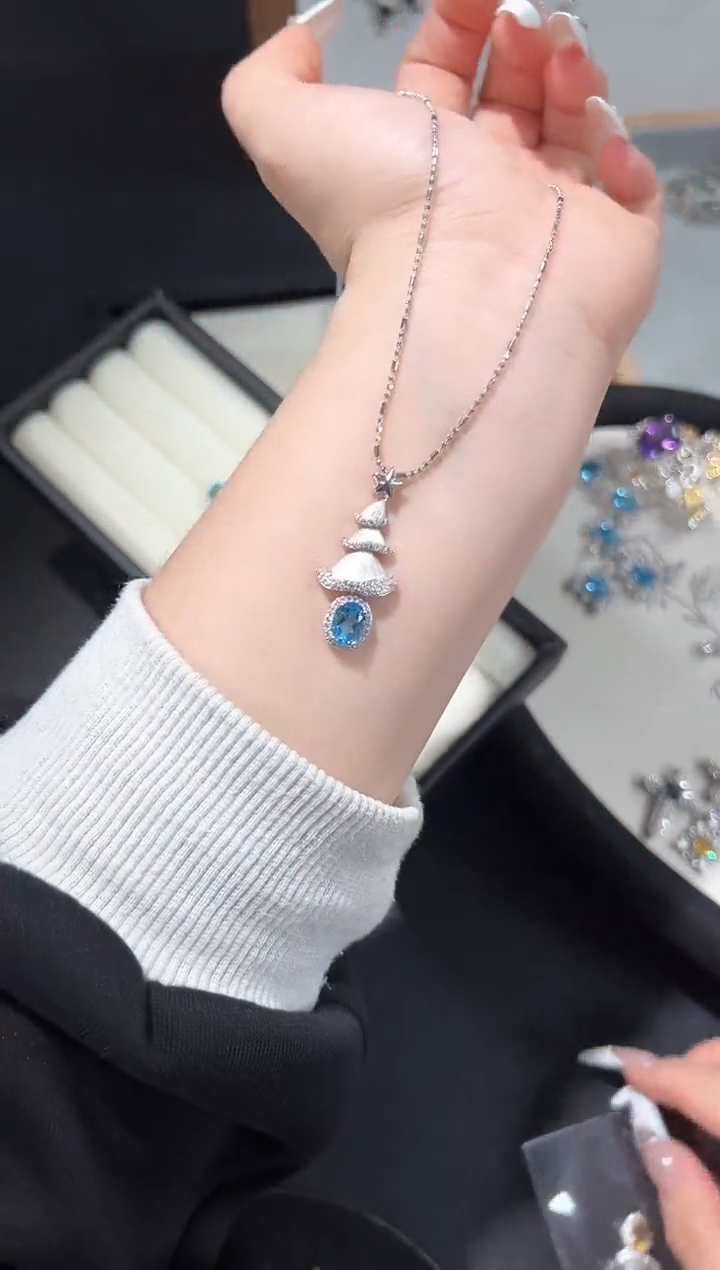 吊坠(不含链)银S925镶嵌托帕石87h多样性发其一【1个】