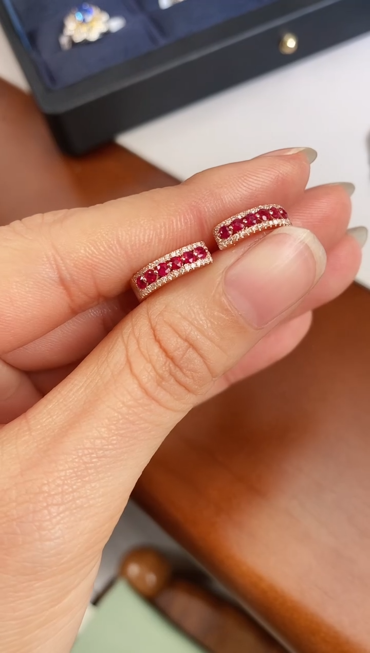 【闪购商品】红宝石耳饰18K金镶嵌主石46分