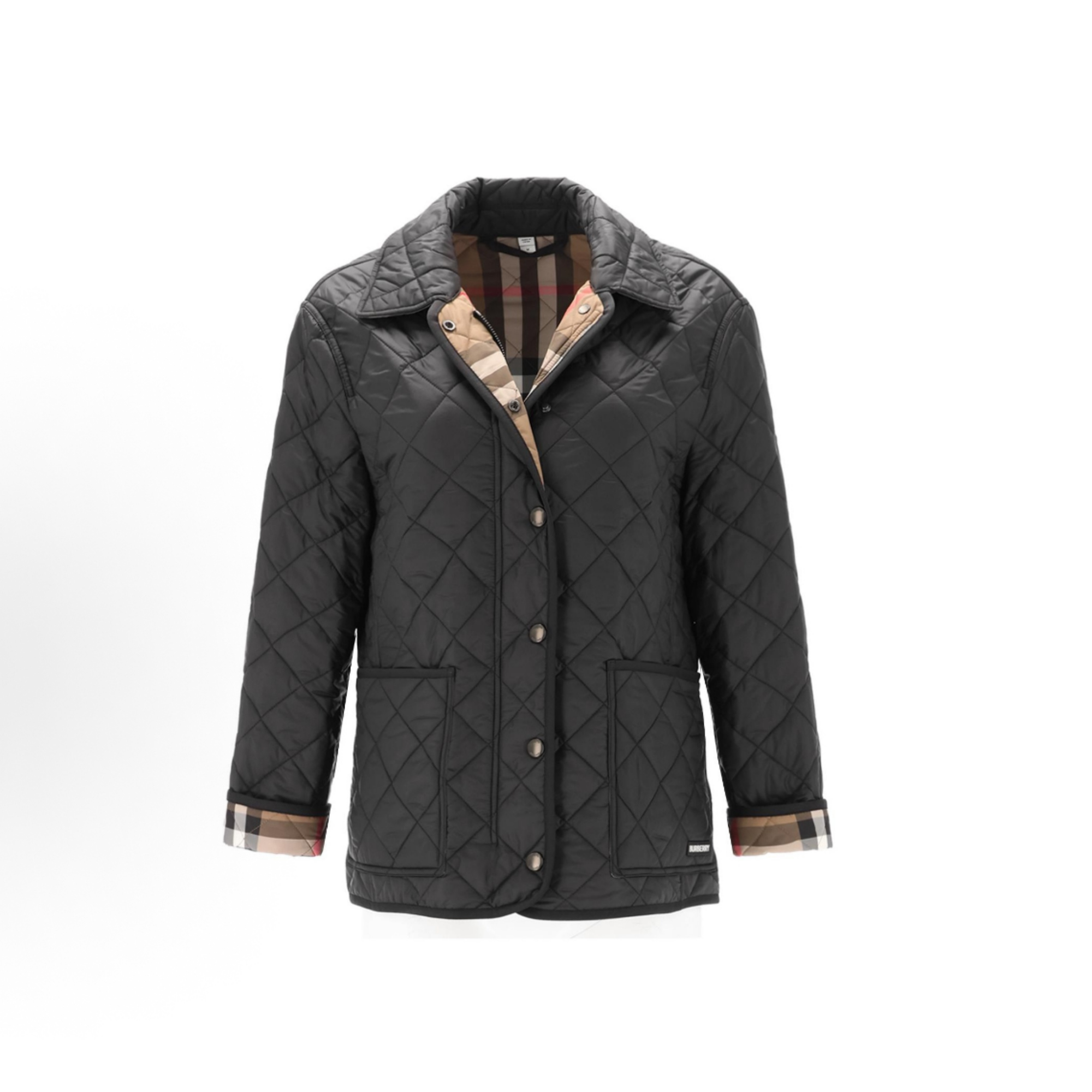 未使用 BURBERRY/博柏利 纯色翻领长袖夹克棉服 女款 黑色