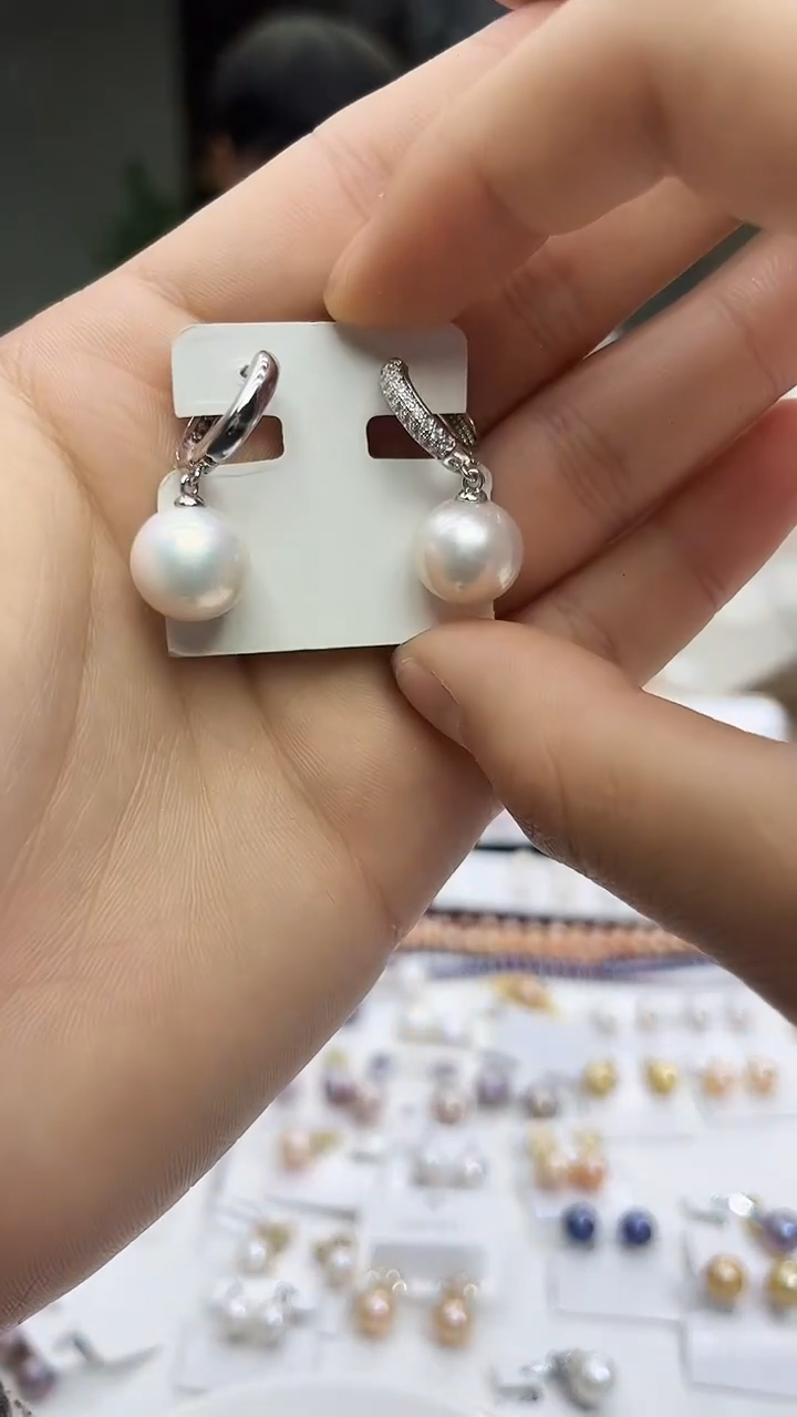 未镶嵌耳饰淡水珍珠白色系耳环