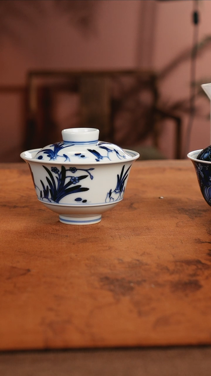 【闪购商品】仿明小卿亭水仙盖碗