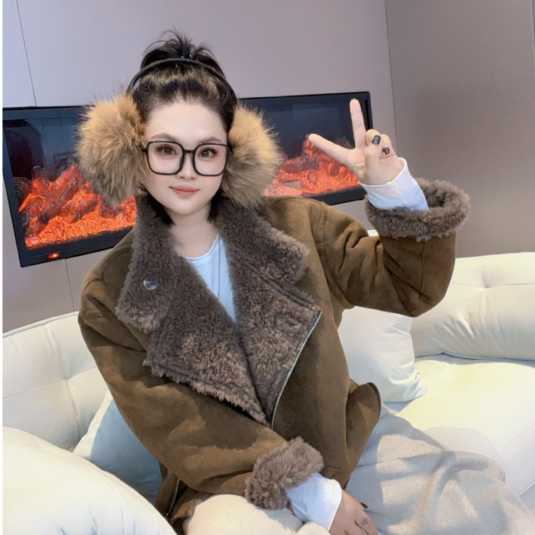 时尚休闲双面穿100%羊毛百搭冬季保暖外套 Y0736