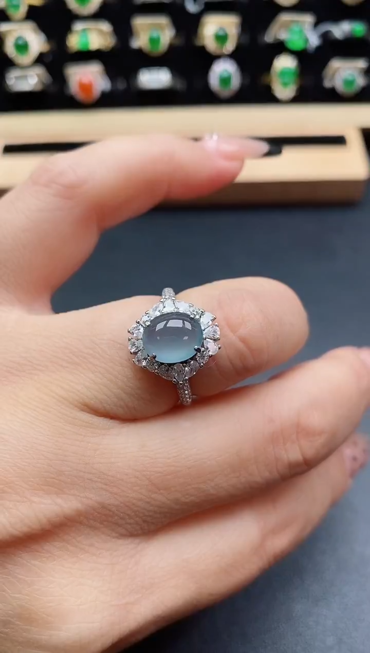 银S925镶嵌戒指翡翠122