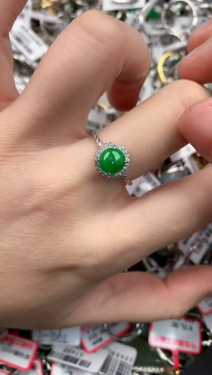 银S925镶嵌戒指翡翠11-11    2