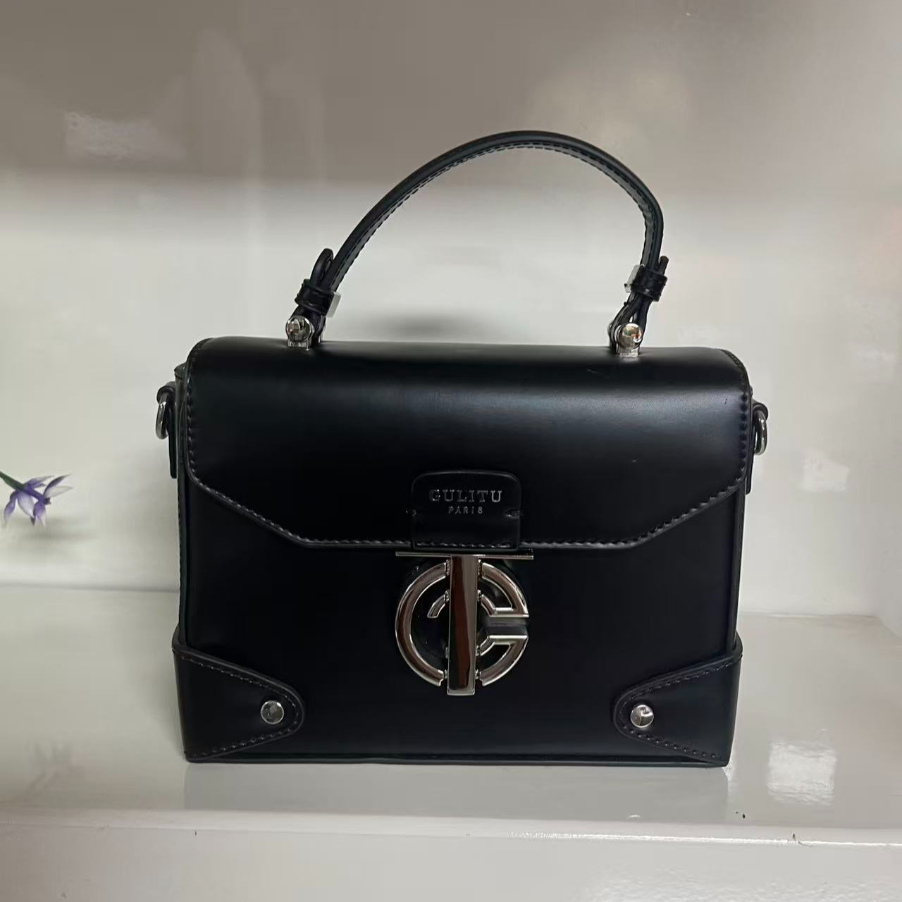 单肩款双根经典手拎包斜挎包单根时尚包盖小方包中号