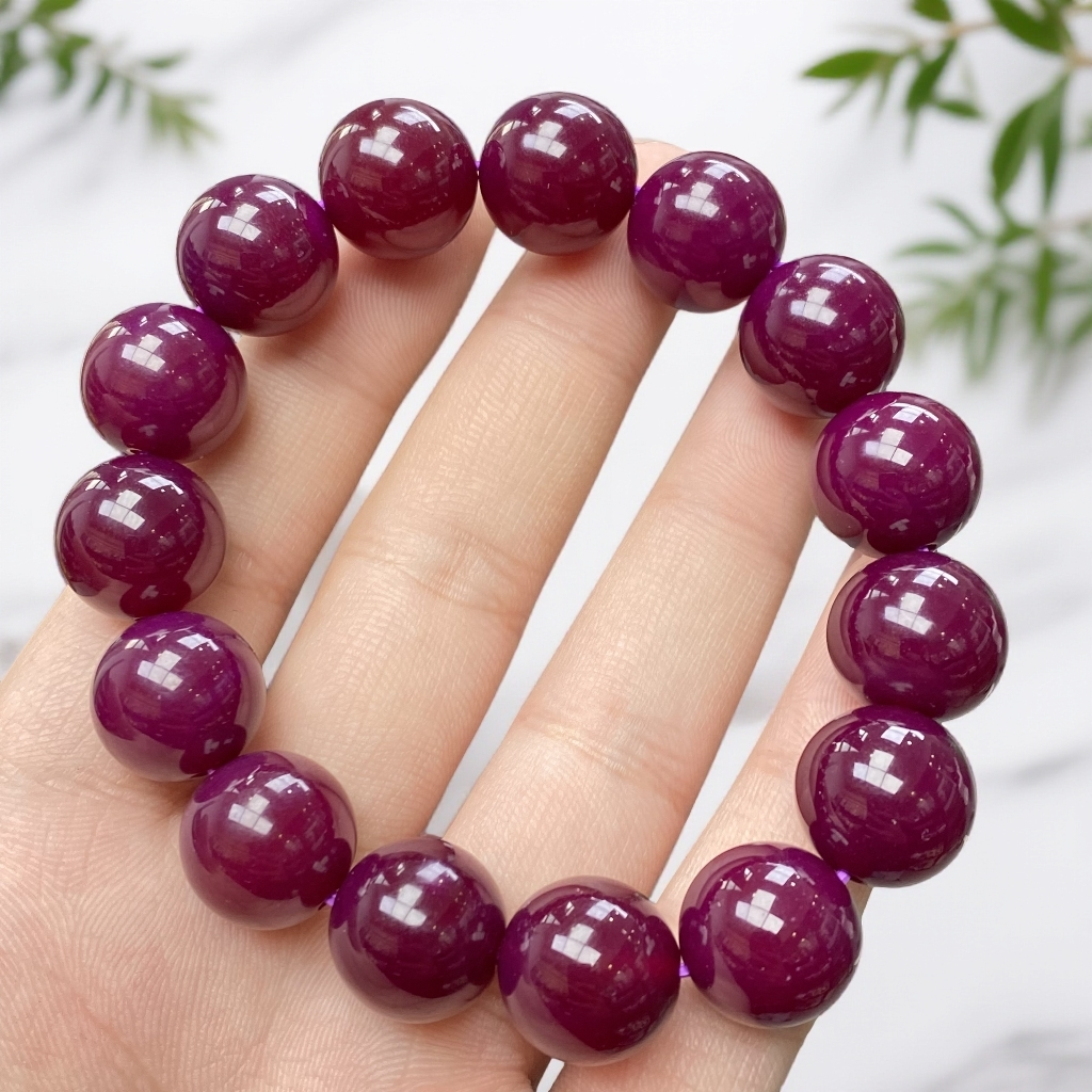 紫罗兰血龙玉玛瑙玉石手串尺寸14mm15颗