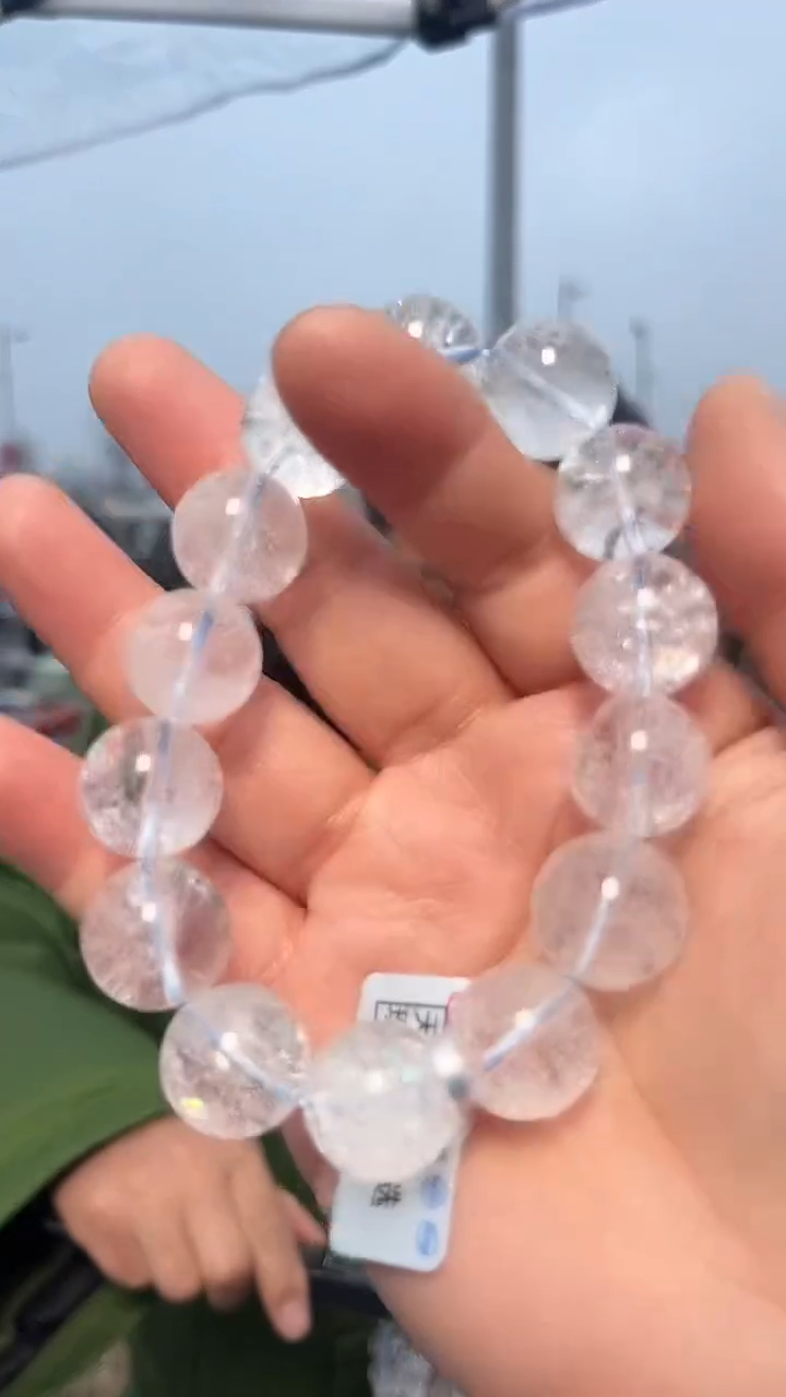 【闪购商品】水晶手链未镶嵌天然白阿赛手串多样性发一16mm