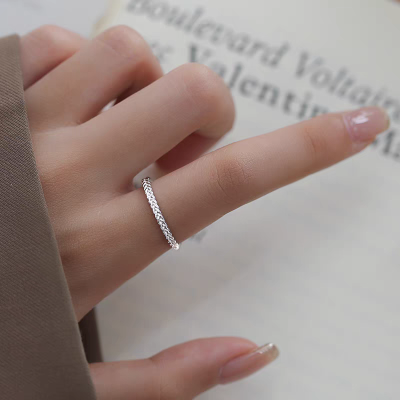 足银戒指 足银戒指 足银麦穗戒指纯银高级气质小众款精致可调节