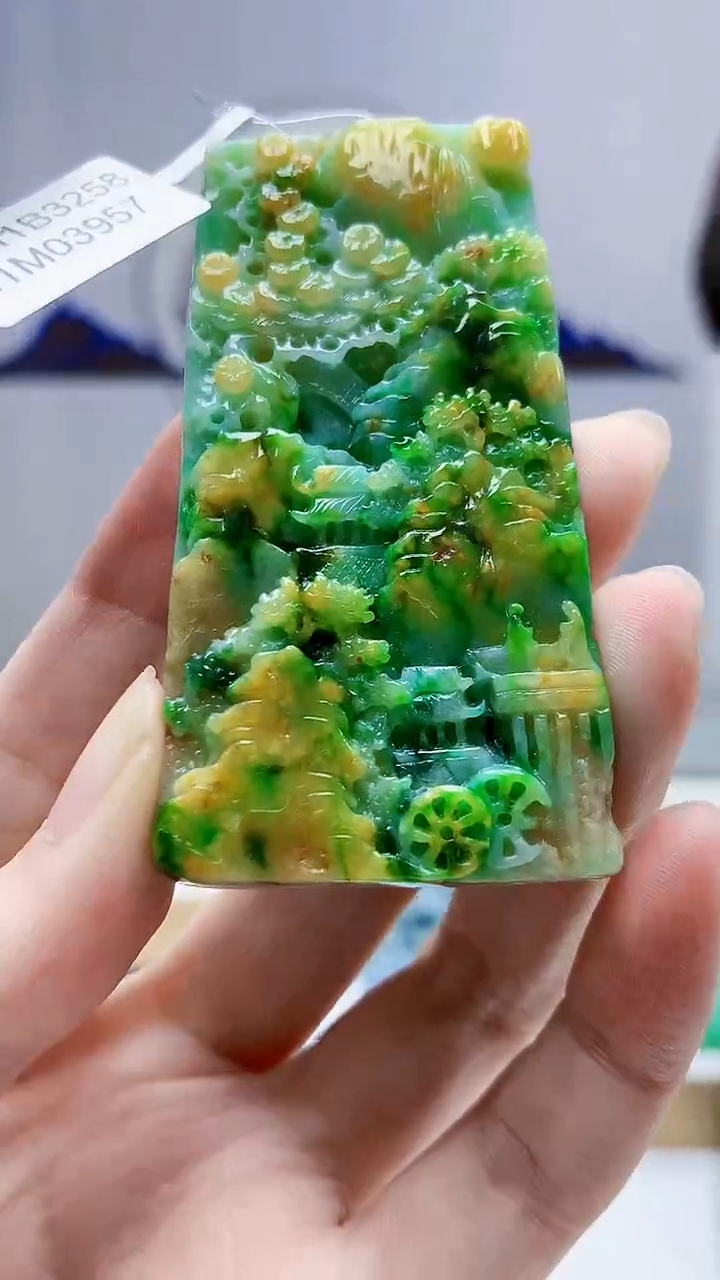 未镶嵌定制翡翠可*5145zm-毛货挂件山水119