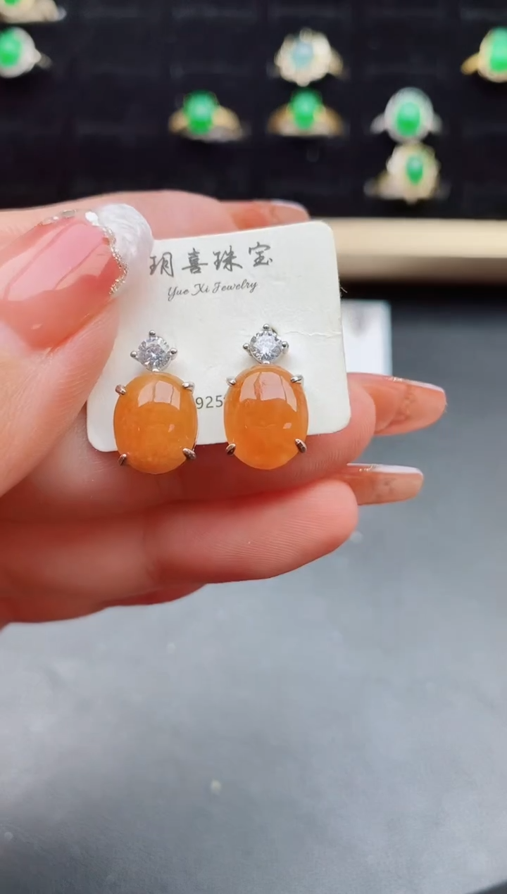 【闪购商品】翡翠耳饰银S925镶嵌50800