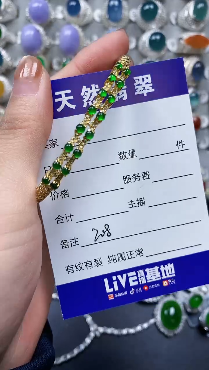 【闪购商品】翡翠手镯银S925镶嵌0208