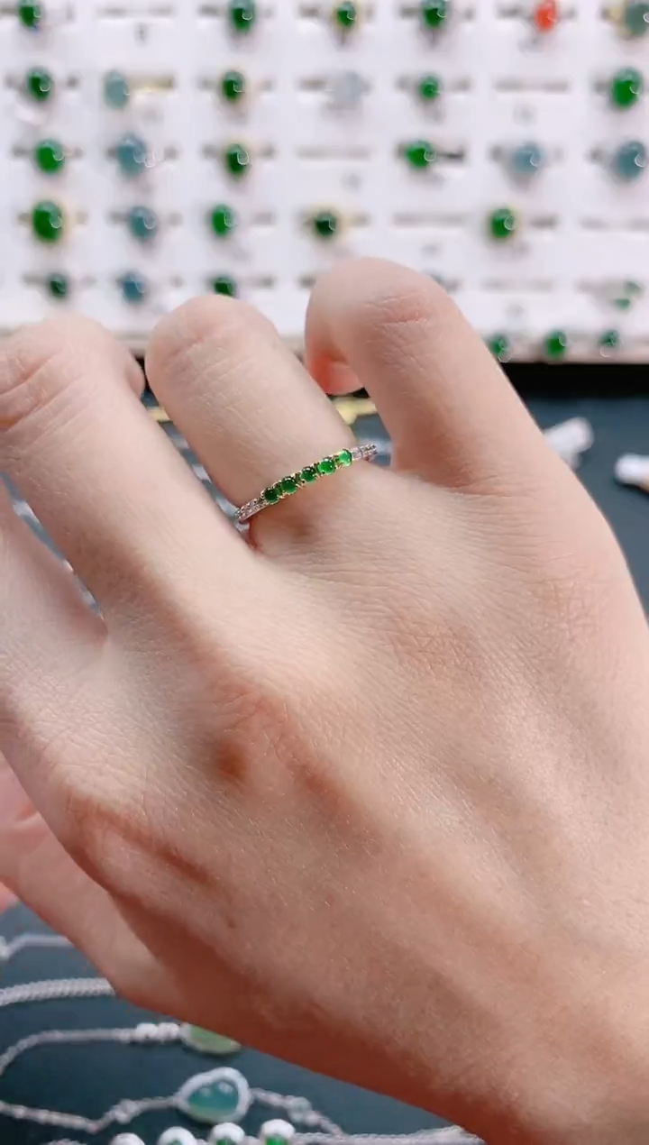 【闪购商品】翡翠戒指银S925镶嵌天然翡翠