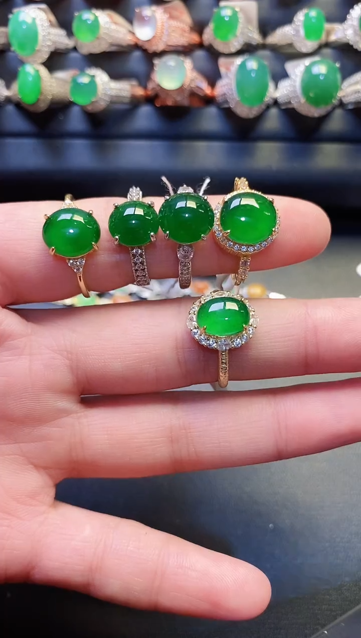 银S925镶嵌戒指翡翠天*~天然