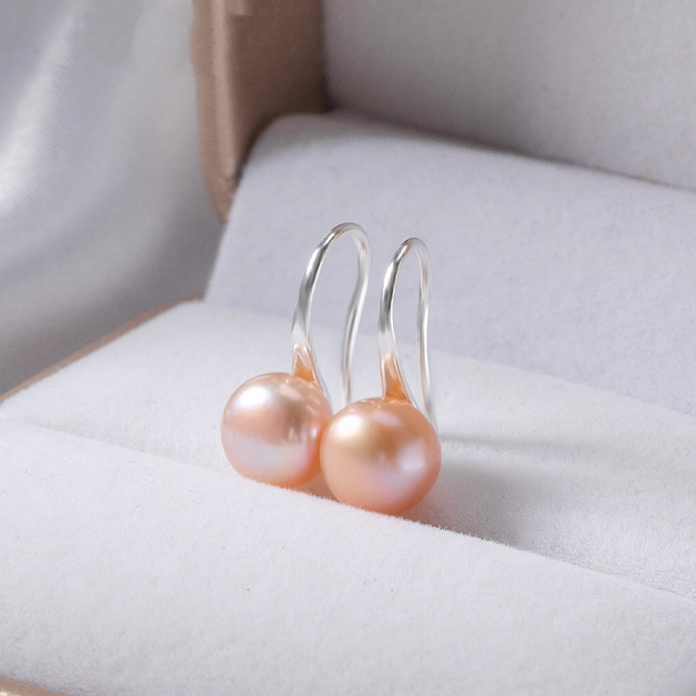 213 中国红金桔色高跟鞋珍珠耳钩