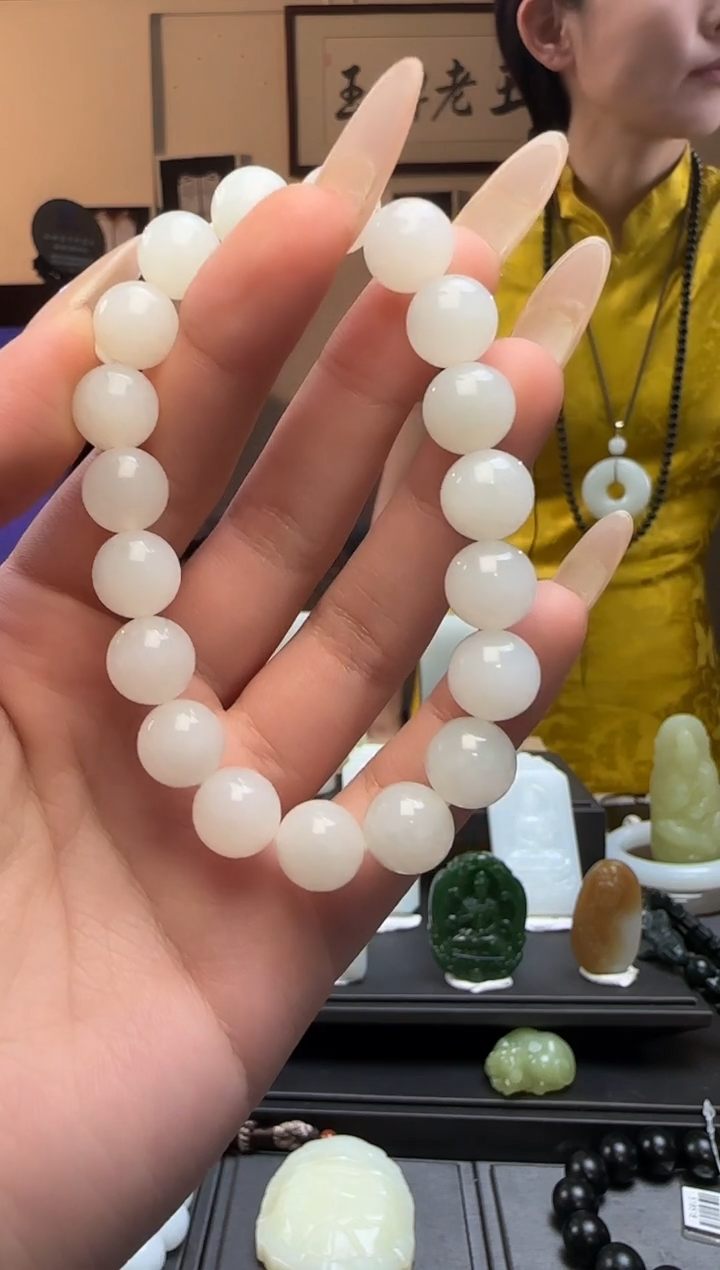 【闪购商品】和田玉白玉圆珠未镶嵌手串
