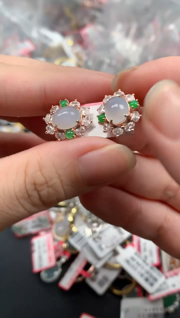 翡翠戒指银S925镶嵌天然A货缅甸翡翠