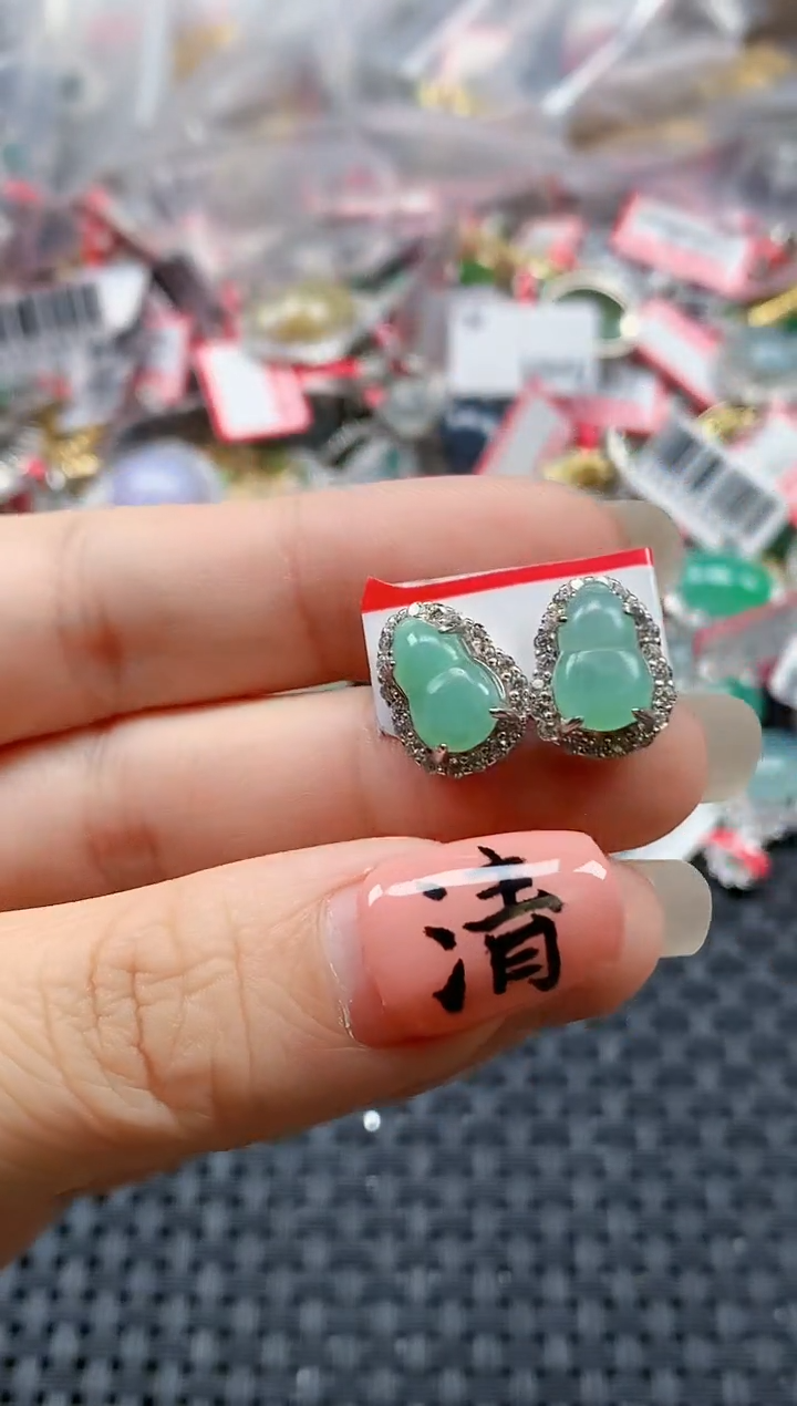 银S925镶嵌戒指翡翠天然A货缅甸翡翠