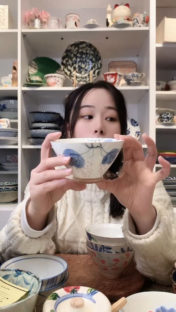 陶瓷手绘葡萄斗笠饭碗11.5cm