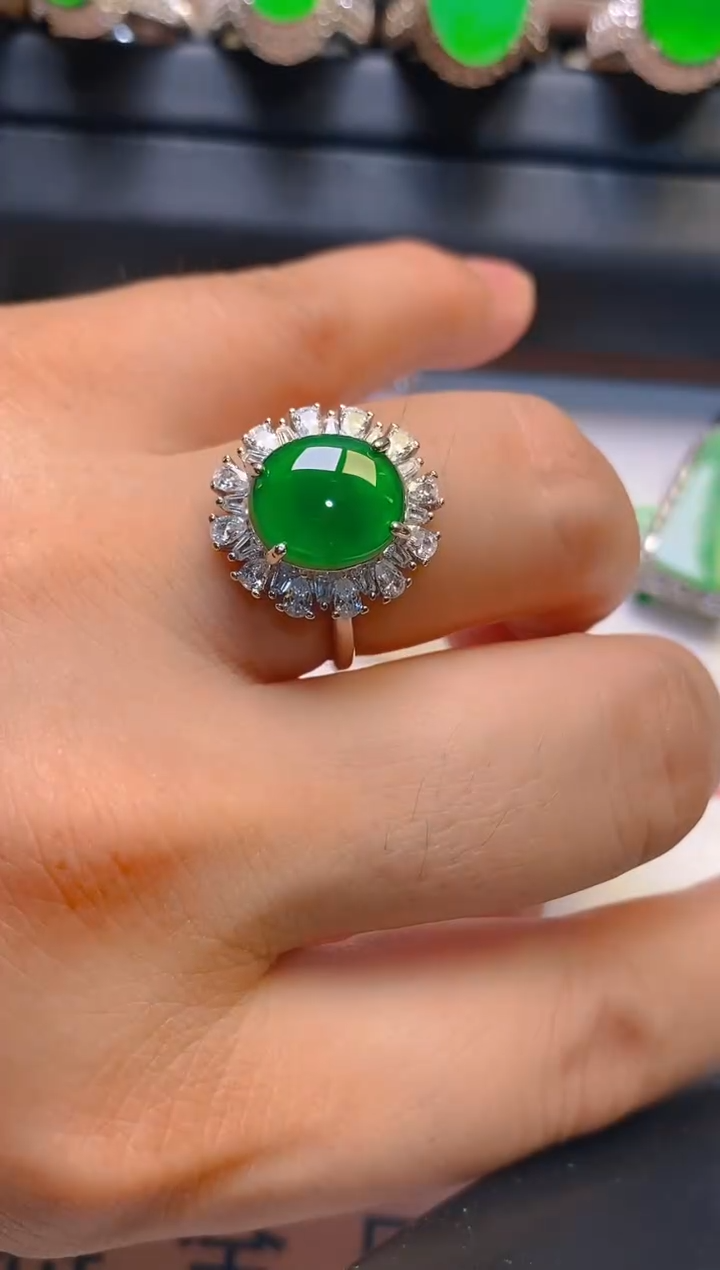 翡翠银S925镶嵌耳饰天然A货翡翠1