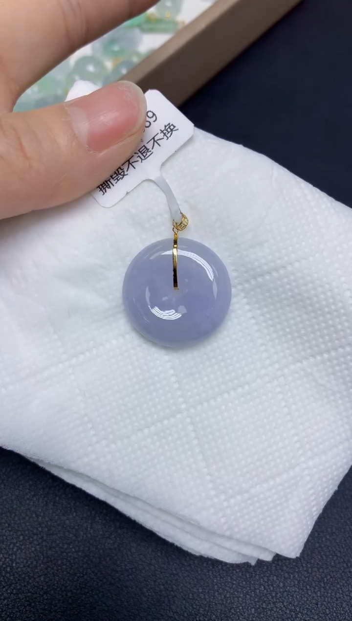 【闪购商品】翡翠挂件18K金镶嵌 天然翡翠A货