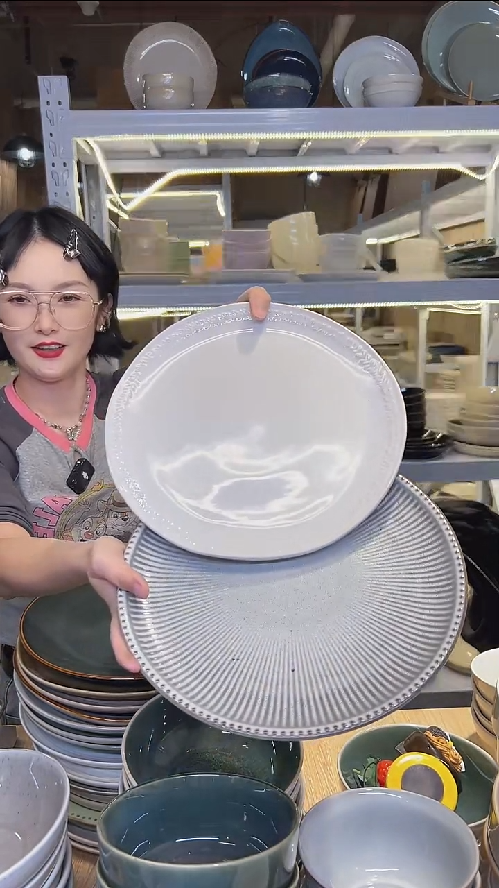 瓷248大盘外贸尾货高温釉下彩陶瓷餐具默认微瑕